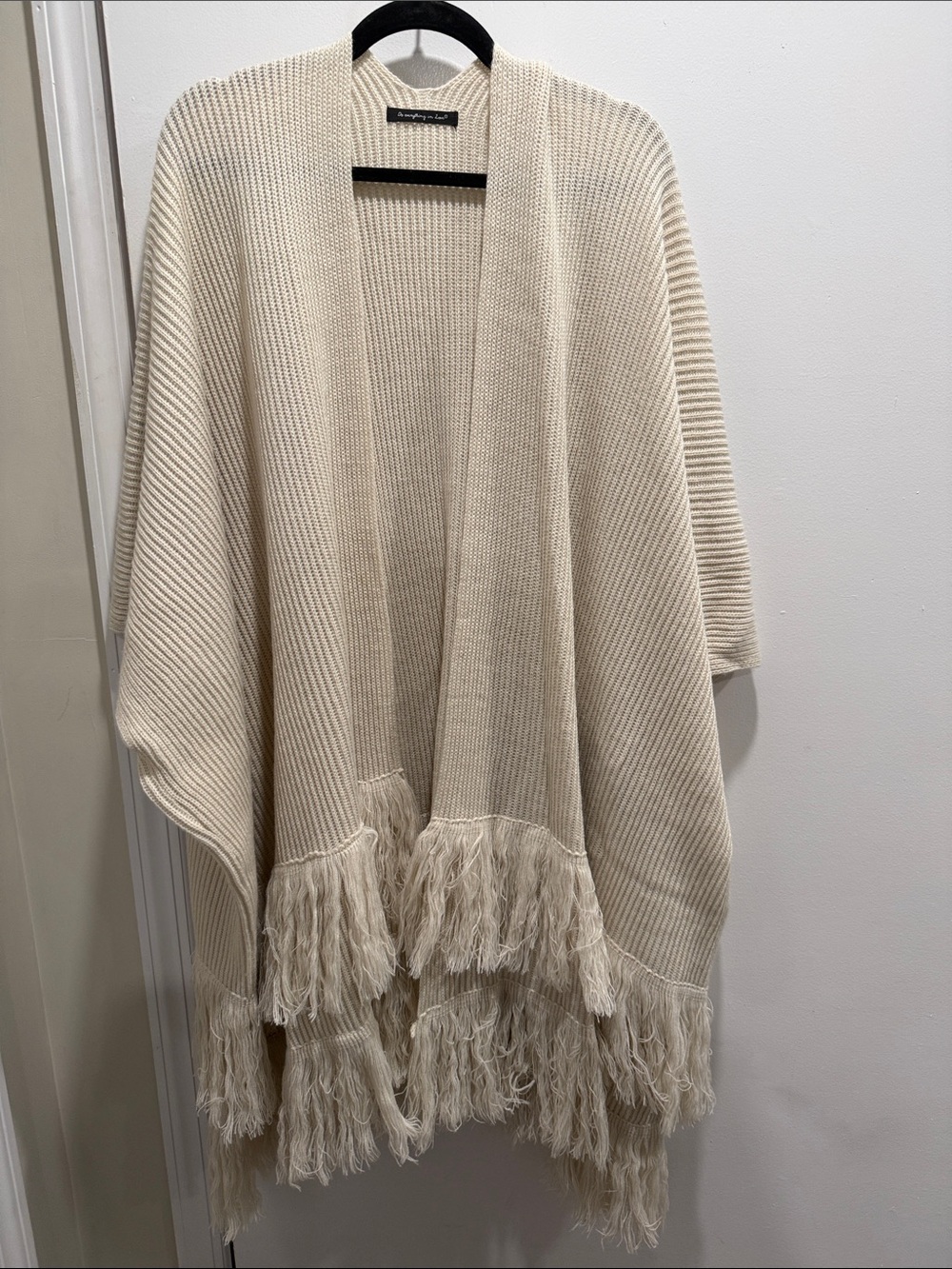 Do everything in love Cream Fringe Poncho Sweater